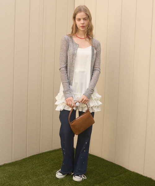 Birthday room（バースデイルーム）の「フリルキャミチュニック/Frilled cami tunic（キャミソール・レディース・ブラック/ホワイト・FREE）」の3枚目の写真