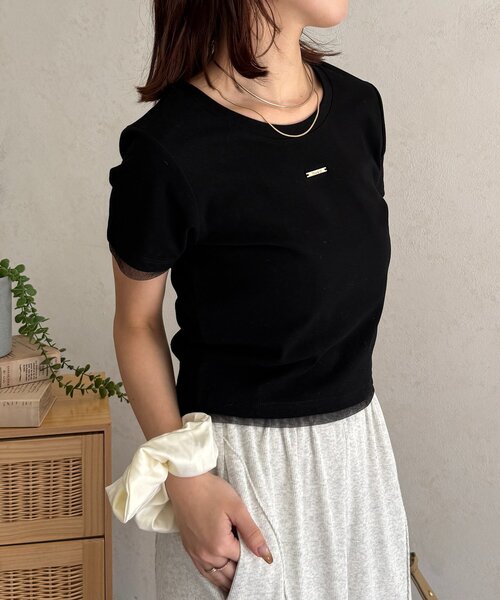 Thevon（ゼボン）の「チャーム付きコンパクトTシャツ（Tシャツ/カットソー・レディース・チャコールグレー/オフホワイト/ブラック・M/S）」の17枚目の写真