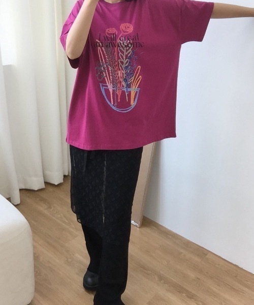Maison Calme（メゾンカルム）の「【26年春夏新作】2 色展開　花柄レース シアースカート ミディ丈 レイヤード用 透け感 レディース（スカート・レディース・ブラック/ホワイト・F）」の12枚目の写真