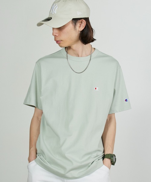 Champion(チャンピオン)の「Champion/チャンピオン ワンポイント ロゴワッペン クルーネック半袖Tシャツ コットン カジュアル ストリート シンプル 2026年 夏 夏服 秋服(Tシャツ/カットソー・メンズ・ホワイト/ライトブルー/ブラック/ネイビー/ライトグリーン・M/L/XL)」の3枚目の写真