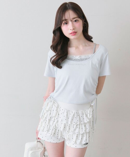 OLIVE des OLIVE(オリーブデオリーブ)の「レイヤード風ドロストTシャツ(Tシャツ/カットソー・レディース・サックスブルー/ブラック/ピンク/オフホワイト・FREE)」の14枚目の写真