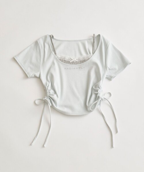 OLIVE des OLIVE(オリーブデオリーブ)の「レイヤード風ドロストTシャツ(Tシャツ/カットソー・レディース・サックスブルー/ブラック/ピンク/オフホワイト・FREE)」の18枚目の写真