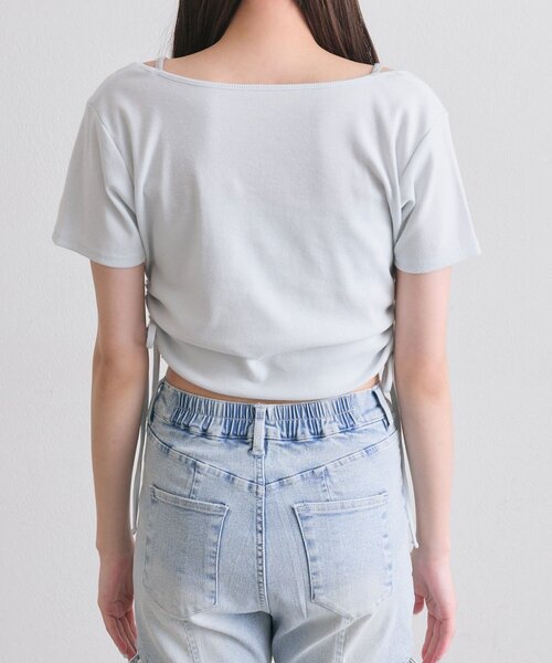 OLIVE des OLIVE(オリーブデオリーブ)の「レイヤード風ドロストTシャツ(Tシャツ/カットソー・レディース・サックスブルー/ブラック/ピンク/オフホワイト・FREE)」の21枚目の写真