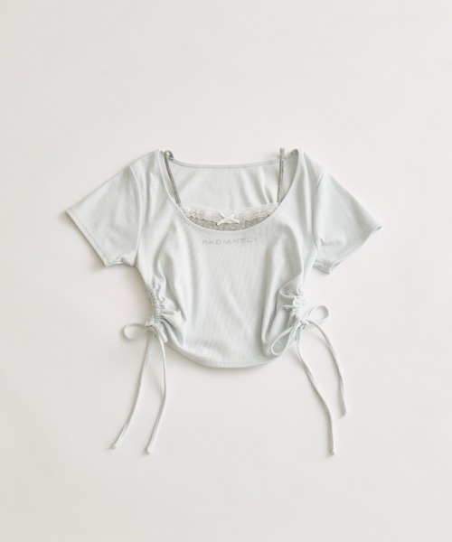 OLIVE des OLIVE(オリーブデオリーブ)の「レイヤード風ドロストTシャツ(Tシャツ/カットソー・レディース・サックスブルー/ブラック/ピンク/オフホワイト・FREE)」の6枚目の写真