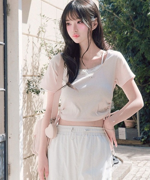 OLIVE des OLIVE(オリーブデオリーブ)の「レイヤード風ドロストTシャツ(Tシャツ/カットソー・レディース・サックスブルー/ブラック/ピンク/オフホワイト・FREE)」の8枚目の写真