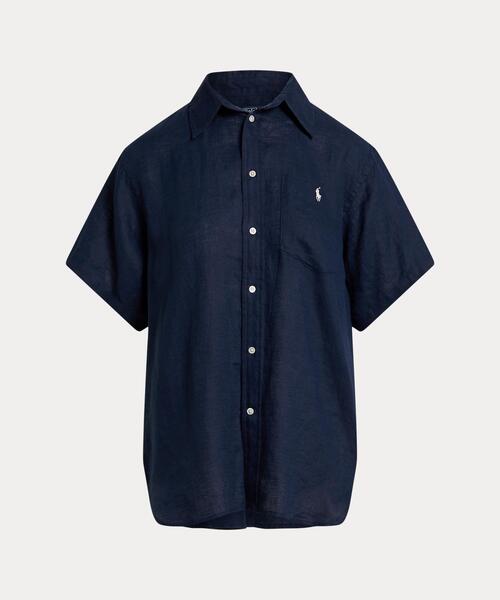 POLO RALPH LAUREN（ポロ ラルフ ローレン）の「オーバーサイズ フィット リネン ショートスリーブ シャツ（シャツ/ブラウス・レディース・ネイビー系1・M/L/XL/XS/XXS）」の6枚目の写真