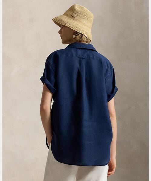 POLO RALPH LAUREN（ポロ ラルフ ローレン）の「オーバーサイズ フィット リネン ショートスリーブ シャツ（シャツ/ブラウス・レディース・ネイビー系1・M/L/XL/XS/XXS）」の8枚目の写真