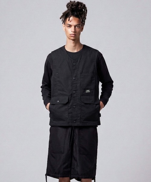 TAION(タイオン)の「【TAION(タイオン)】〈ユニセックス〉ノンダウン ワーク Vネックボタン ベスト-コットンダックキャンバス(ベスト・メンズ・ブラック/ダークオリーブ/ダークネイビー・S/M/L/XL/2XL)」の10枚目の写真