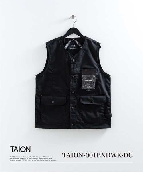 TAION(タイオン)の「【TAION(タイオン)】〈ユニセックス〉ノンダウン ワーク Vネックボタン ベスト-コットンダックキャンバス(ベスト・メンズ・ブラック/ダークオリーブ/ダークネイビー・S/M/L/XL/2XL)」の11枚目の写真