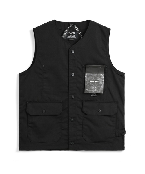 TAION(タイオン)の「【TAION(タイオン)】〈ユニセックス〉ノンダウン ワーク Vネックボタン ベスト-コットンダックキャンバス(ベスト・メンズ・ブラック/ダークオリーブ/ダークネイビー・S/M/L/XL/2XL)」の6枚目の写真