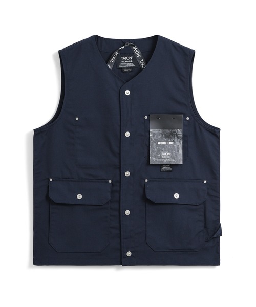 TAION(タイオン)の「【TAION(タイオン)】〈ユニセックス〉ノンダウン ワーク Vネックボタン ベスト-コットンダックキャンバス(ベスト・メンズ・ブラック/ダークオリーブ/ダークネイビー・S/M/L/XL/2XL)」の7枚目の写真