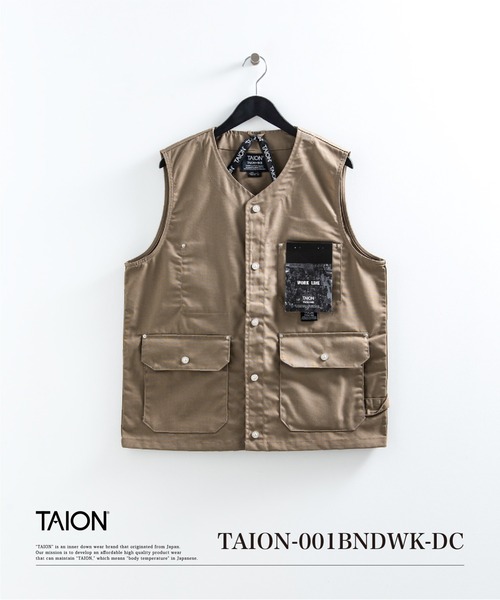 TAION(タイオン)の「【TAION(タイオン)】〈ユニセックス〉ノンダウン ワーク Vネックボタン ベスト-コットンダックキャンバス(ベスト・メンズ・ブラック/ダークオリーブ/ダークネイビー・S/M/L/XL/2XL)」の12枚目の写真