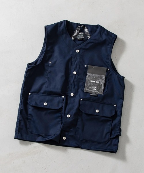 TAION(タイオン)の「【TAION(タイオン)】〈ユニセックス〉ノンダウン ワーク Vネックボタン ベスト-コットンダックキャンバス(ベスト・メンズ・ブラック/ダークオリーブ/ダークネイビー・S/M/L/XL/2XL)」の13枚目の写真