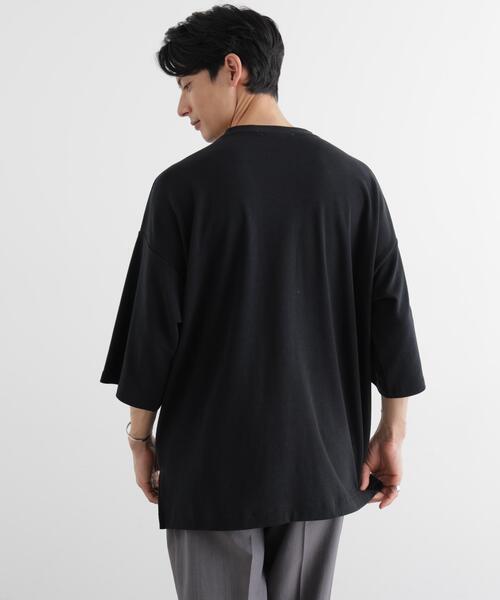 NANO universe(ナノユニバース)の「ストレッチフライス BIGTシャツ 半袖(Tシャツ/カットソー・メンズ・ブラック/ホワイト/カーキ・M/L)」の6枚目の写真
