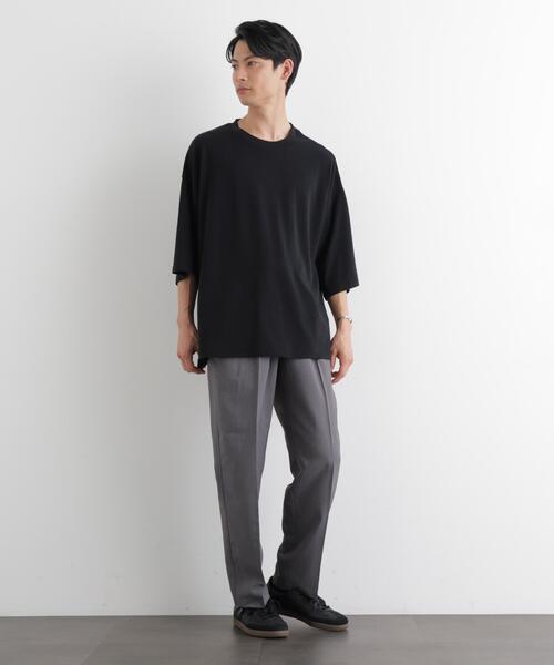 NANO universe(ナノユニバース)の「ストレッチフライス BIGTシャツ 半袖(Tシャツ/カットソー・メンズ・ブラック/ホワイト/カーキ・M/L)」の9枚目の写真