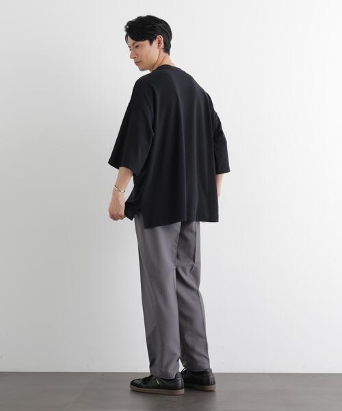 NANO universe(ナノユニバース)の「ストレッチフライス BIGTシャツ 半袖(Tシャツ/カットソー・メンズ・ブラック/ホワイト/カーキ・M/L)」の10枚目の写真