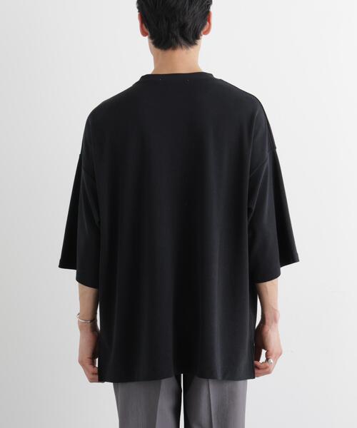 NANO universe(ナノユニバース)の「ストレッチフライス BIGTシャツ 半袖(Tシャツ/カットソー・メンズ・ブラック/ホワイト/カーキ・M/L)」の12枚目の写真