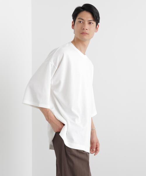 NANO universe(ナノユニバース)の「ストレッチフライス BIGTシャツ 半袖(Tシャツ/カットソー・メンズ・ブラック/ホワイト/カーキ・M/L)」の17枚目の写真