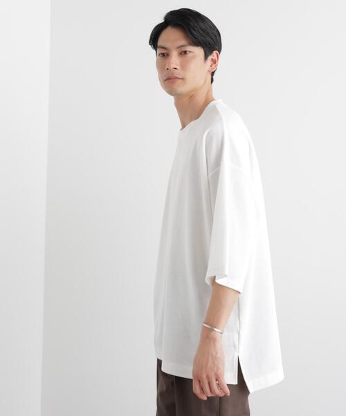NANO universe(ナノユニバース)の「ストレッチフライス BIGTシャツ 半袖(Tシャツ/カットソー・メンズ・ブラック/ホワイト/カーキ・M/L)」の18枚目の写真