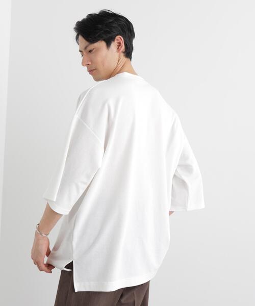 NANO universe(ナノユニバース)の「ストレッチフライス BIGTシャツ 半袖(Tシャツ/カットソー・メンズ・ブラック/ホワイト/カーキ・M/L)」の19枚目の写真