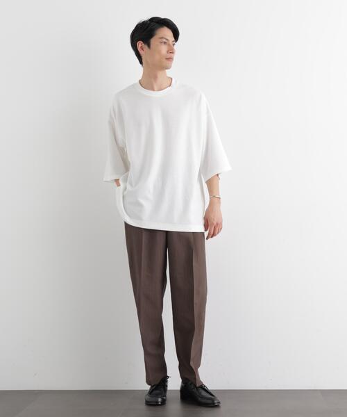 NANO universe(ナノユニバース)の「ストレッチフライス BIGTシャツ 半袖(Tシャツ/カットソー・メンズ・ブラック/ホワイト/カーキ・M/L)」の21枚目の写真
