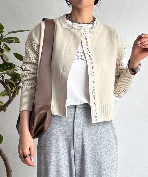 un dix cors（アンディコール）の「メッシュ袖カーデ（カーディガン/ボレロ・レディース・ベージュ/アイボリー/ブラック・FREE）」の3枚目の写真