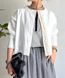 メッシュ袖カーデ