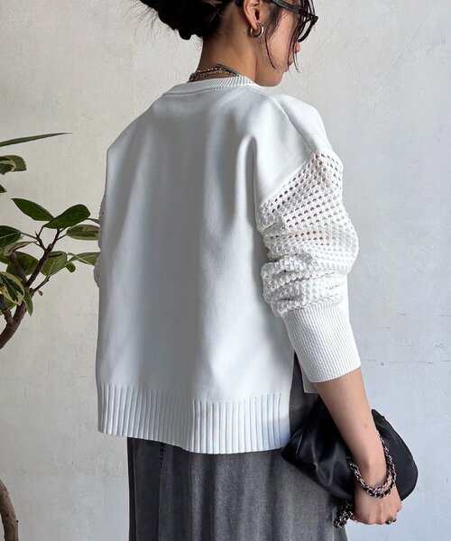 un dix cors（アンディコール）の「メッシュ袖カーデ（カーディガン/ボレロ・レディース・ベージュ/アイボリー/ブラック・FREE）」の5枚目の写真