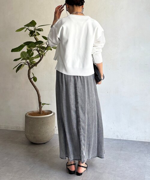 un dix cors（アンディコール）の「メッシュ袖カーデ（カーディガン/ボレロ・レディース・ベージュ/アイボリー/ブラック・FREE）」の9枚目の写真