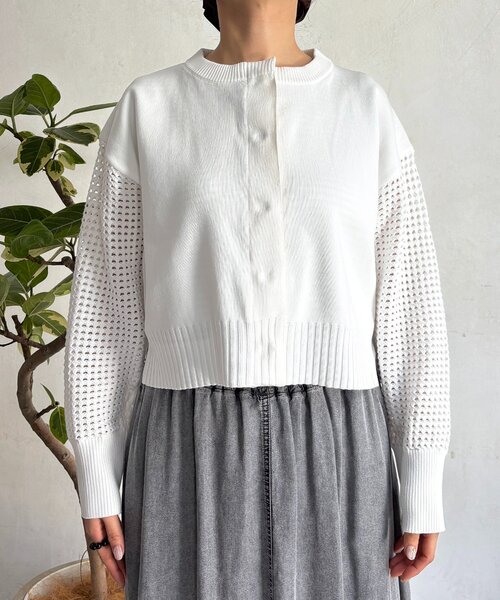 un dix cors（アンディコール）の「メッシュ袖カーデ（カーディガン/ボレロ・レディース・ベージュ/アイボリー/ブラック・FREE）」の10枚目の写真