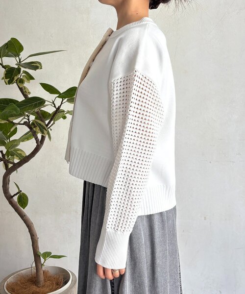 un dix cors（アンディコール）の「メッシュ袖カーデ（カーディガン/ボレロ・レディース・ベージュ/アイボリー/ブラック・FREE）」の11枚目の写真