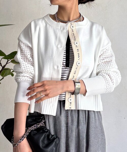 un dix cors（アンディコール）の「メッシュ袖カーデ（カーディガン/ボレロ・レディース・ベージュ/アイボリー/ブラック・FREE）」の18枚目の写真