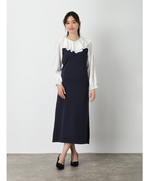 fifth(フィフス)の「衿元フリル異素材ドッキングワンピース(ワンピース・レディース・ブルー/ホワイト・M/XS)」の21枚目の写真