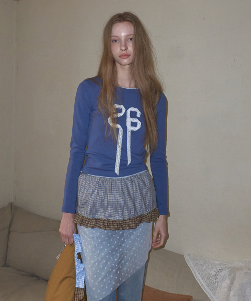 MAISON CREME(メゾンクレム)の「Check Frill layered skirt_ Dusty Blue(スカート・レディース・その他・FREE)」の3枚目の写真