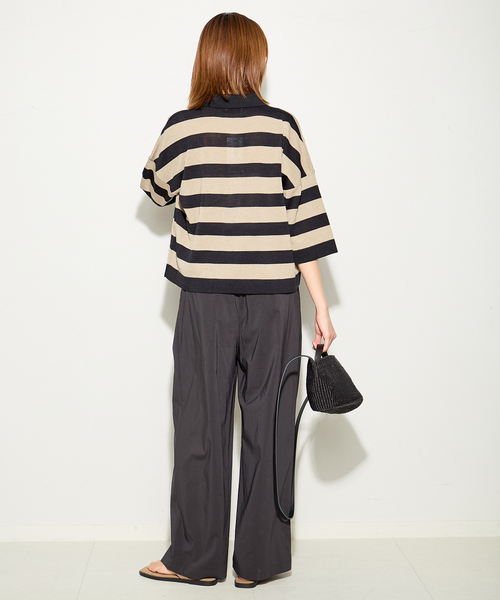 journal standard L'essage(ジャーナルスタンダードレサージュ)の「ボーダー襟つきニット(ニット/セーター・レディース・ブラウン/ブラック・FREE)」の3枚目の写真