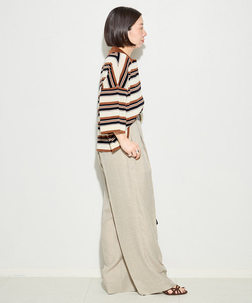 journal standard L'essage(ジャーナルスタンダードレサージュ)の「ボーダー襟つきニット(ニット/セーター・レディース・ブラウン/ブラック・FREE)」の8枚目の写真