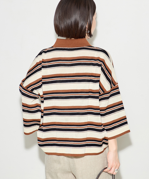 journal standard L'essage(ジャーナルスタンダードレサージュ)の「ボーダー襟つきニット(ニット/セーター・レディース・ブラウン/ブラック・FREE)」の11枚目の写真