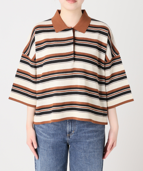 journal standard L'essage(ジャーナルスタンダードレサージュ)の「ボーダー襟つきニット(ニット/セーター・レディース・ブラウン/ブラック・FREE)」の12枚目の写真