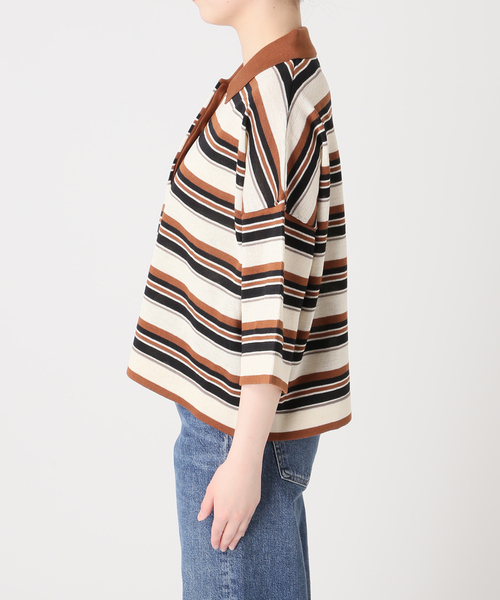 journal standard L'essage(ジャーナルスタンダードレサージュ)の「ボーダー襟つきニット(ニット/セーター・レディース・ブラウン/ブラック・FREE)」の13枚目の写真