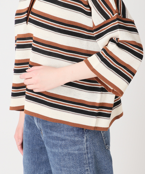 journal standard L'essage(ジャーナルスタンダードレサージュ)の「ボーダー襟つきニット(ニット/セーター・レディース・ブラウン/ブラック・FREE)」の17枚目の写真