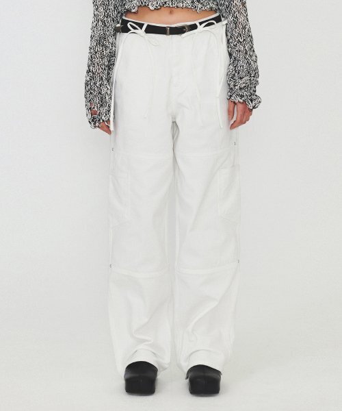 DIAGONAL(ダイアゴナル)の「RIBBON STRAP POCKET DENIM (white)(デニムパンツ・レディース・その他・MEDIUM)」の1枚目の写真
