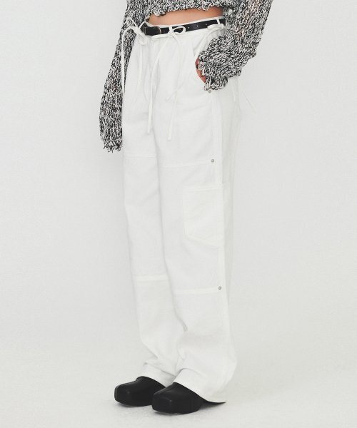 DIAGONAL(ダイアゴナル)の「RIBBON STRAP POCKET DENIM (white)(デニムパンツ・レディース・その他・MEDIUM)」の2枚目の写真