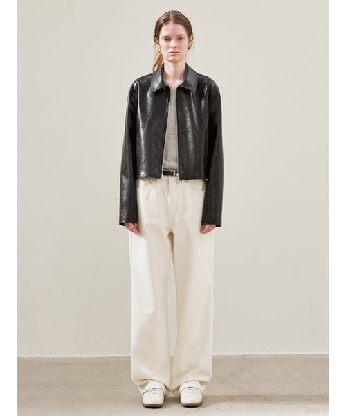 le(ル)の「faux leather minimal jacket (black)(ライダースジャケット・レディース・その他・FREE)」の3枚目の写真