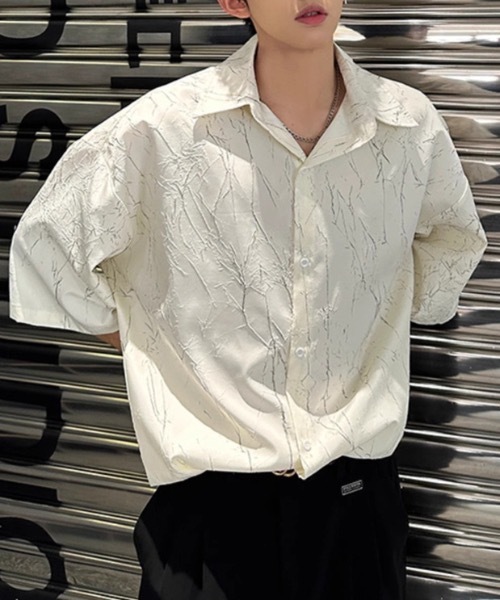 SHEPP(シープ)の「総柄 ニュアンスグラフィック ルーズシャツ(シャツ/ブラウス・メンズ・ホワイト/ブラック・L/M)」の4枚目の写真