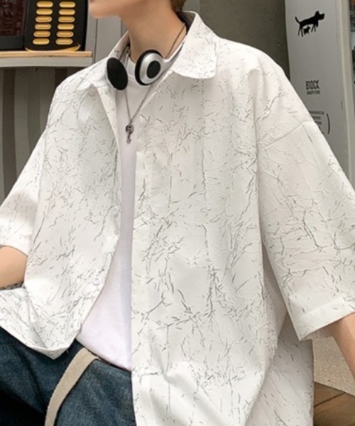 SHEPP(シープ)の「総柄 ニュアンスグラフィック ルーズシャツ(シャツ/ブラウス・メンズ・ホワイト/ブラック・L/M)」の16枚目の写真