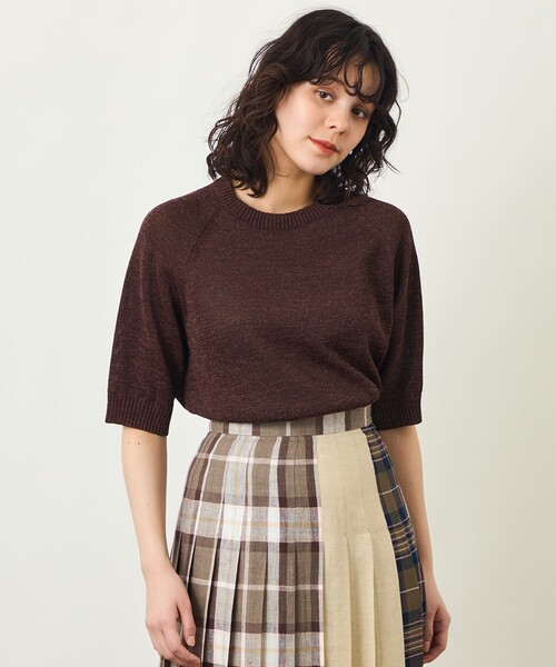 MACKINTOSH PHILOSOPHY(マッキントッシュ フィロソフィー)の「GREY LABELペーパーヤーンニットプルオーバー(Tシャツ/カットソー・レディース・ブラック/ベージュ/ブルー/ブラウン・6/2)」の2枚目の写真