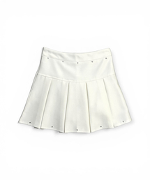 BORN SLIPPY（ボーンスリッピー）の「Crystal Stud Pleated Mini Skirt (Ivory)（スカート）」