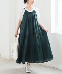 【風通るプレミアム】 ティアード切替え キャミワンピース