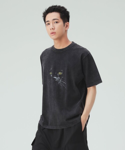BEAMS HEART(ビームスハート)の「【ユニセックス】キャットフェイス Tシャツ(Tシャツ/カットソー・メンズ・ブラック・MEDIUM/SMALL/LARGE)」の4枚目の写真