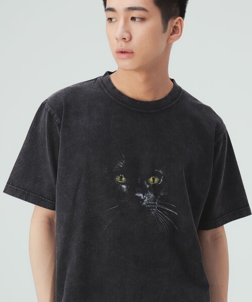 BEAMS HEART(ビームスハート)の「【ユニセックス】キャットフェイス Tシャツ(Tシャツ/カットソー・メンズ・ブラック・MEDIUM/SMALL/LARGE)」の1枚目の写真